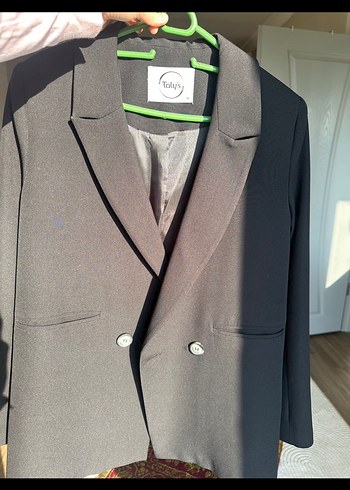 Gri Kadın Düğmeli Ofis Blazer Ceket - Görsel 2