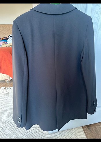 Gri Kadın Düğmeli Ofis Blazer Ceket - Görsel 3