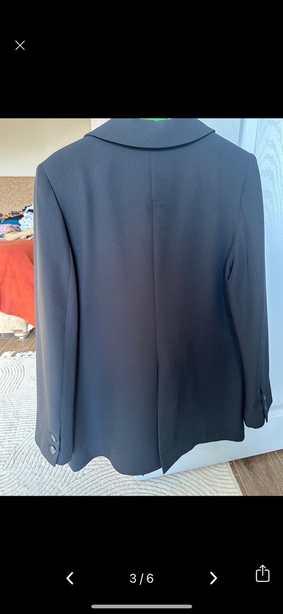 Gri Kadın Düğmeli Ofis Blazer Ceket - Görsel 3