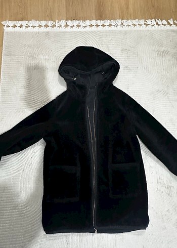 Siyah Kapüşonlu çift taraflı zara Kadın Mont - Görsel 3