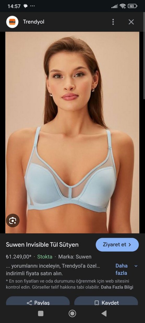 Suwen marka pastel Mavi Rahat Sütyen - Görsel 3