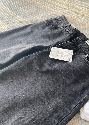 Bershka Bershka Gri Rahat Kesim Kadın Kot Pantolon