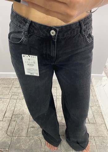 38 Beden Bershka Gri Rahat Kesim Kadın Kot Pantolon