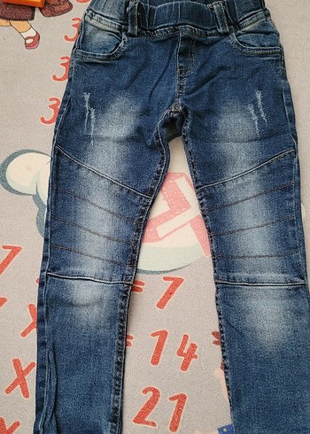 Erkek Çocuk Mavi Fitilli Batik Kot Pantolon