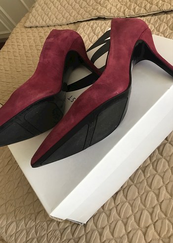 36,5 Beden Nine West Bordo Süet Stiletto Topuklu Ayakkabı 36.5 numara