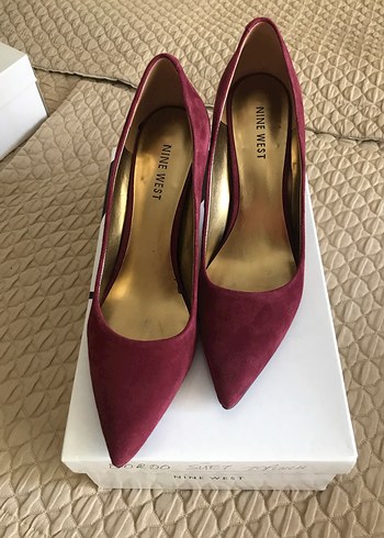 Nine West Bordo Süet Stiletto Topuklu Ayakkabı 36.5 numara