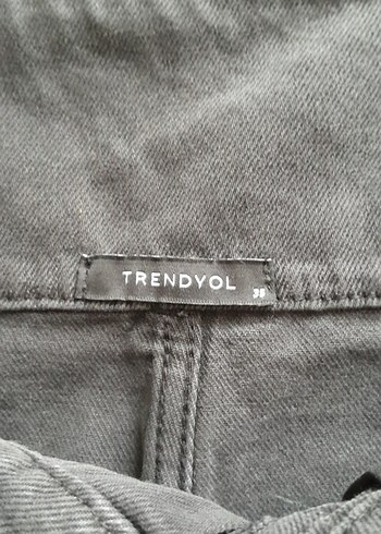 Düğmeli Füme Midi Kot Etek - Görsel 3