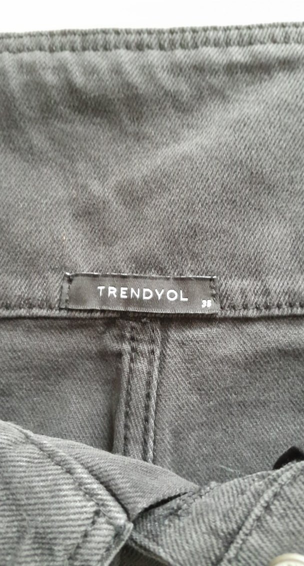 Düğmeli Füme Midi Kot Etek - Görsel 3