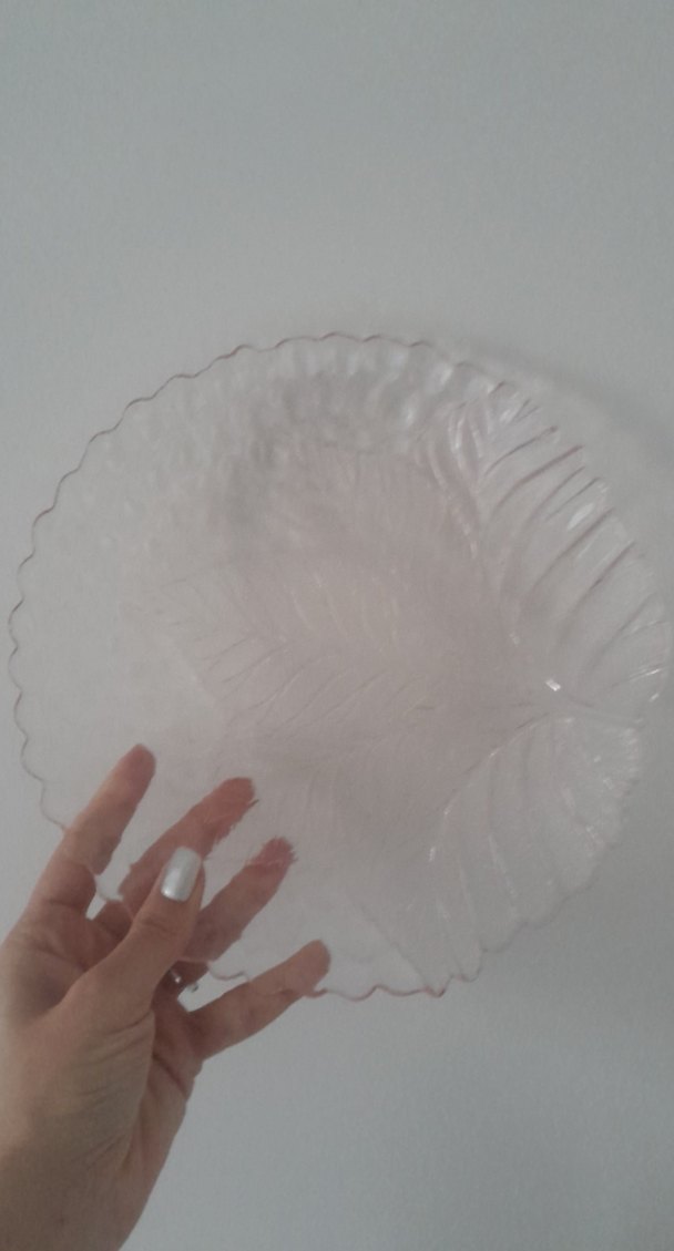 Yaprak Desenli Pembe ve Şeffaf Tabak Seti - Görsel 3