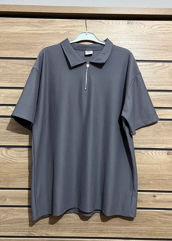 Diğer Antrasit Oversize Polo Tisort