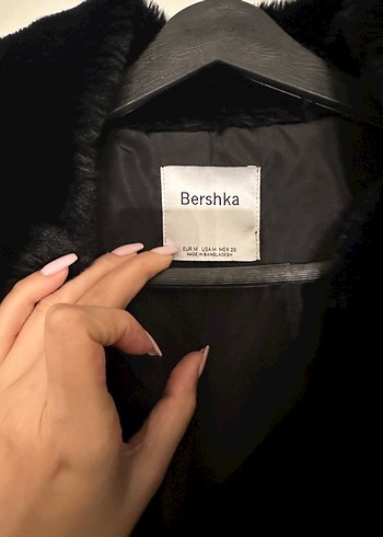 Bershka siyah Midi Kadın Kürk Detaylı Ceket - Görsel 3