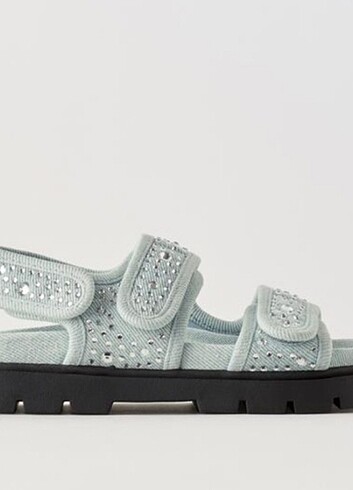 Zara Zara denim taşlı sandalet 36