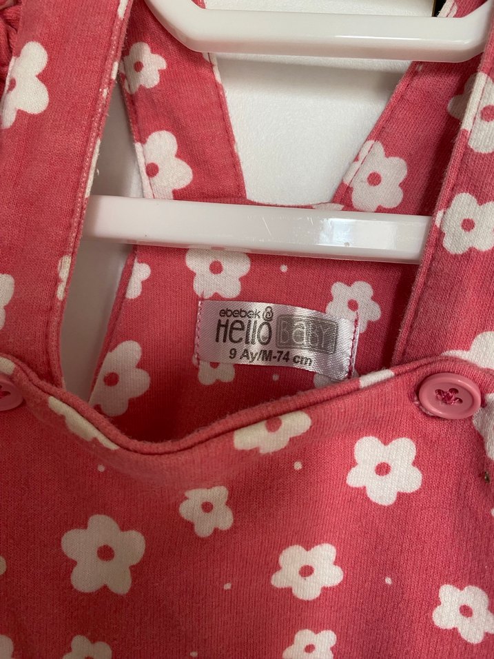 Kız Çocuk Çiçek Desenli Askılı Tulum - Görsel 3