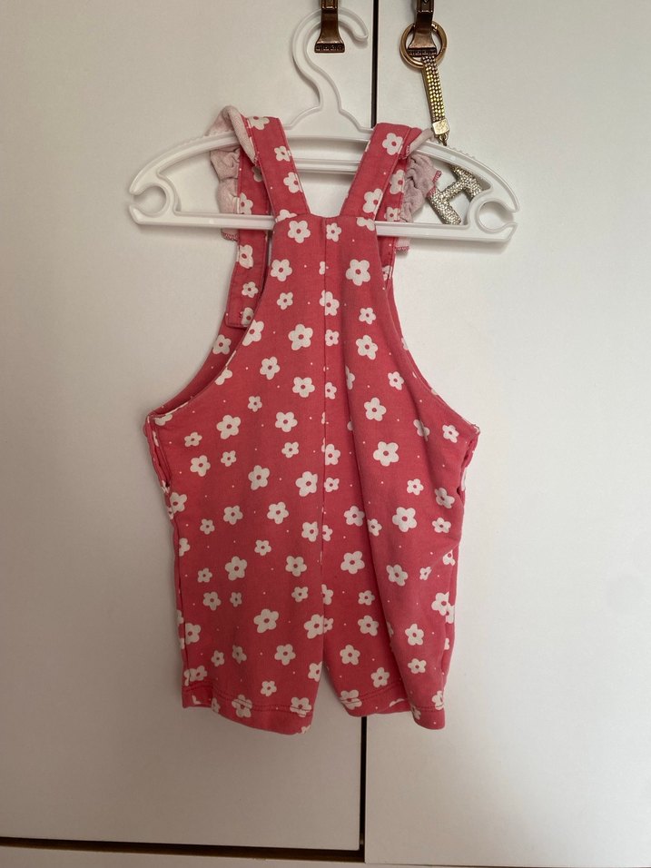 Kız Çocuk Çiçek Desenli Askılı Tulum - Görsel 2