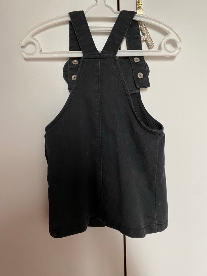 Kız Çocuk Siyah Kot Elbise Fiyonk Detaylı - Görsel 3