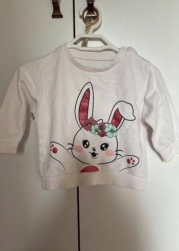 Kız Çocuk Beyaz Uzun Kollu Baskılı Sweatshirt - Görsel 2