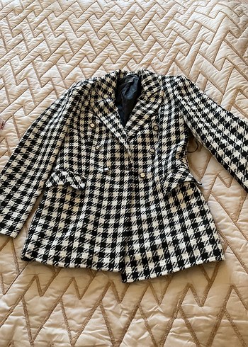 Zara Sikligin Simgesi Siyah Beyaz Kazayagi Blazer Ceket