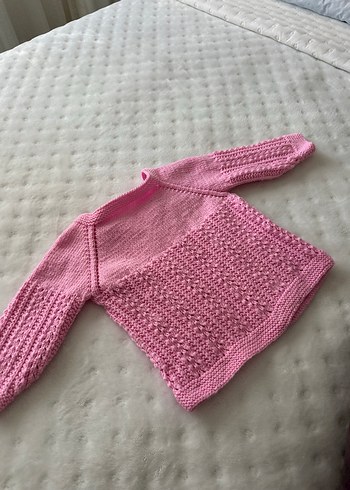 Kız Çocuk Pembe Örgü Hırka - Görsel 3