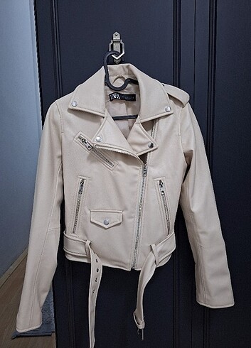 Zara suni deri biker ceket 