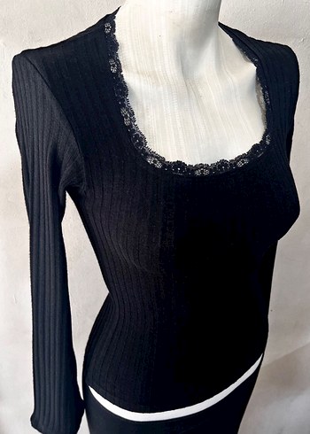 Dantelli Siyah Uzun Kollu Coquette body