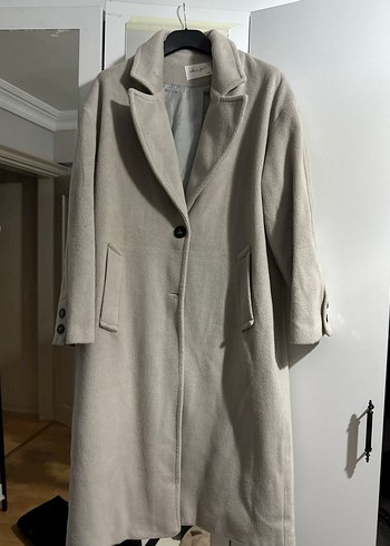 Zara Düğmeli gri Midi Kadın Kaban