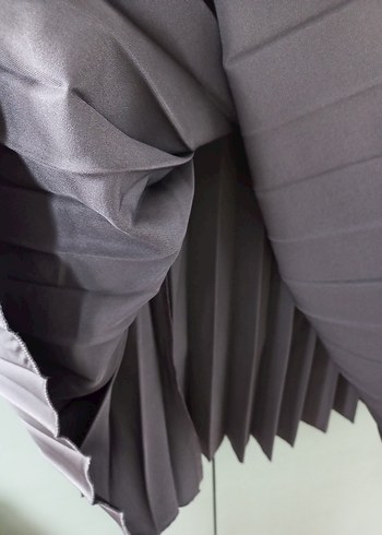 Gri Pilili Uzun Kadın Etek - Görsel 6