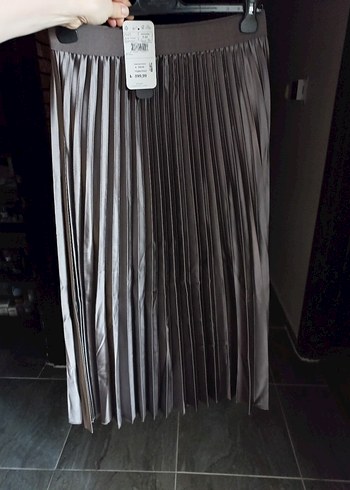 Gri Pilili Uzun Kadın Etek - Görsel 2