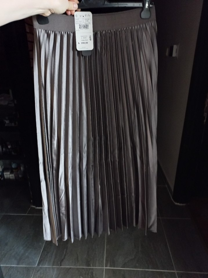 Gri Pilili Uzun Kadın Etek - Görsel 2