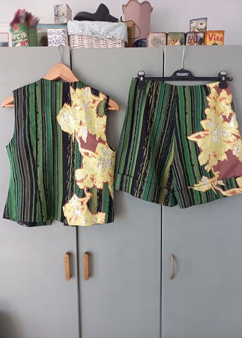 Bohem Kolsuz Düğmeli Mini Yelek takım - Görsel 5