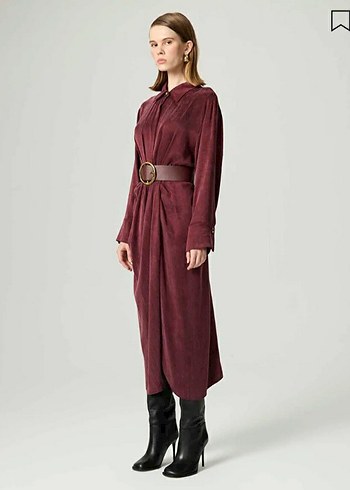 Nocturne bordo elbise - Görsel 8