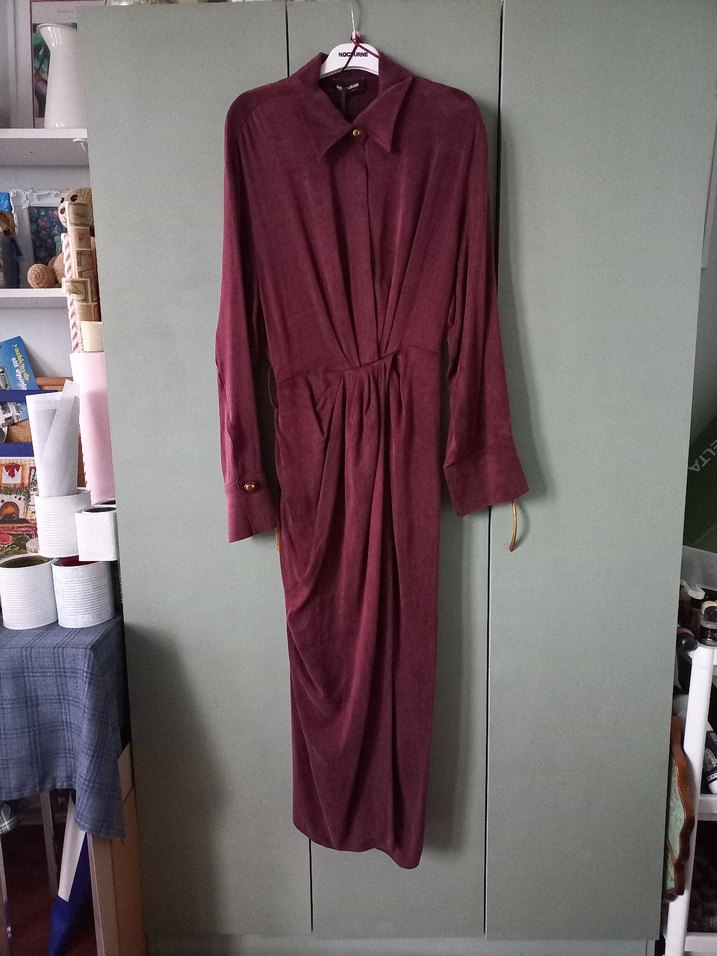 Nocturne bordo elbise - Görsel 3