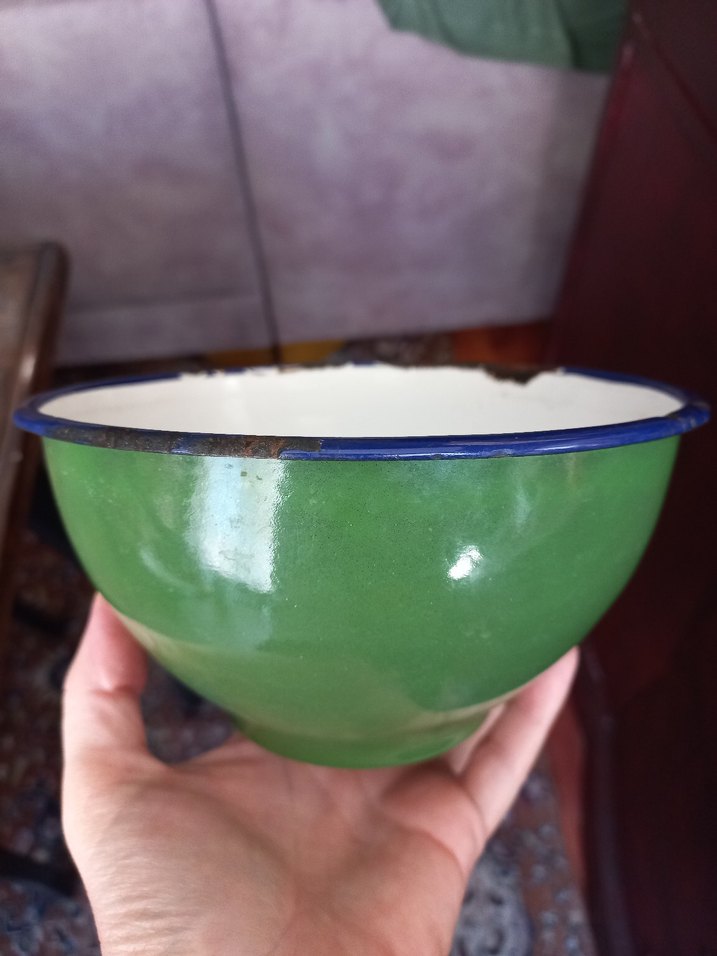 Renkli Mavi ve Yeşil Gıda Kapları emaye - Görsel 2