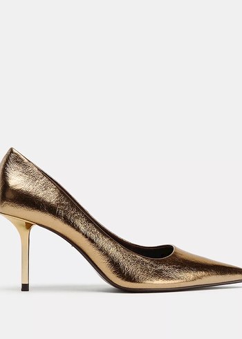 Altın metalik Gold Parlak topuklu ayakkabı Stiletto - Görsel 2