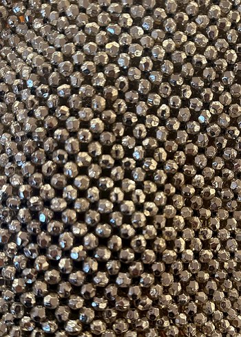 Abiye Boncuk İşlemeli Gümüş Rengi Örgü Çanta - Görsel 4