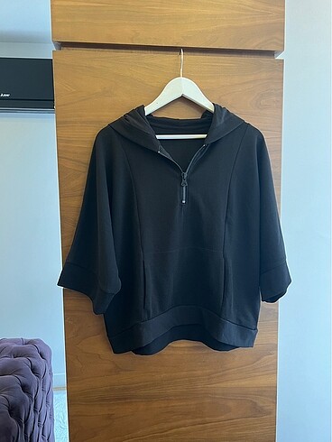 Kapüşonlu, yarasa kol sweatshirt