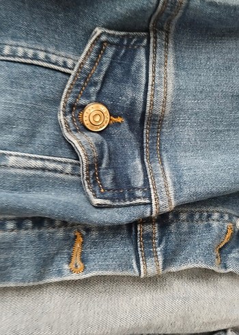 Kadın Mavi Düğmeli kot Ceket - Görsel 4