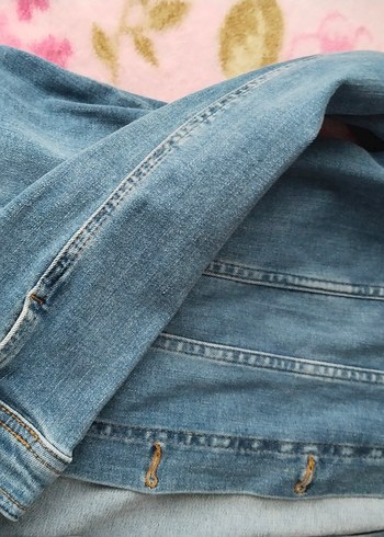 Kadın Mavi Düğmeli kot Ceket - Görsel 3