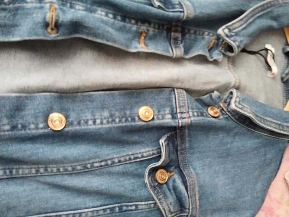 Kadın Mavi Düğmeli kot Ceket - Görsel 2