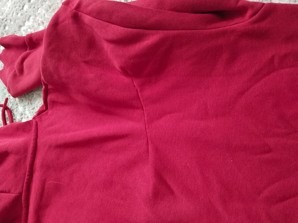 Kırmızı Kapüşonlu Nakışlı Kadın Sweatshi - Görsel 2