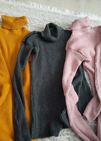 Triko Boğazlı Gri Kadın Kazak 3 tane fiyatı - Görsel 5