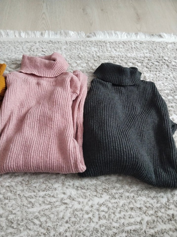 Triko Boğazlı Gri Kadın Kazak 3 tane fiyatı - Görsel 3