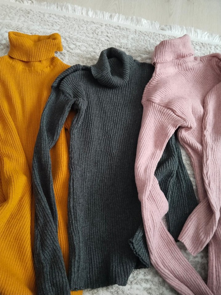 Triko Boğazlı Gri Kadın Kazak 3 tane fiyatı - Görsel 5