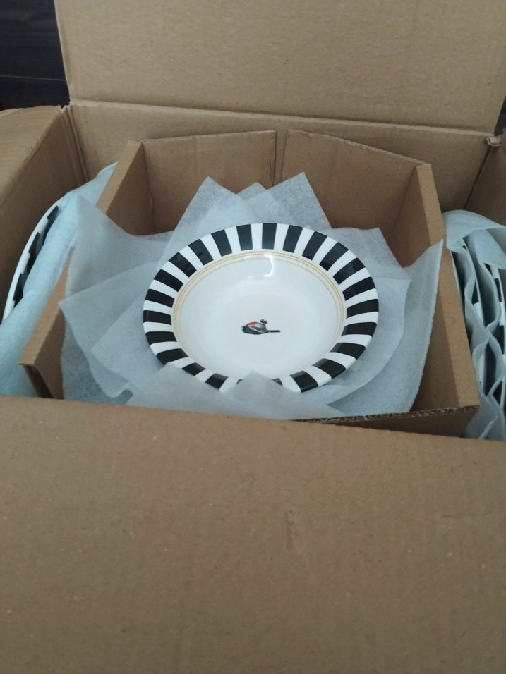 Siyah Beyaz Çizgili Tabak Seti 24 parça sıfır - Görsel 3