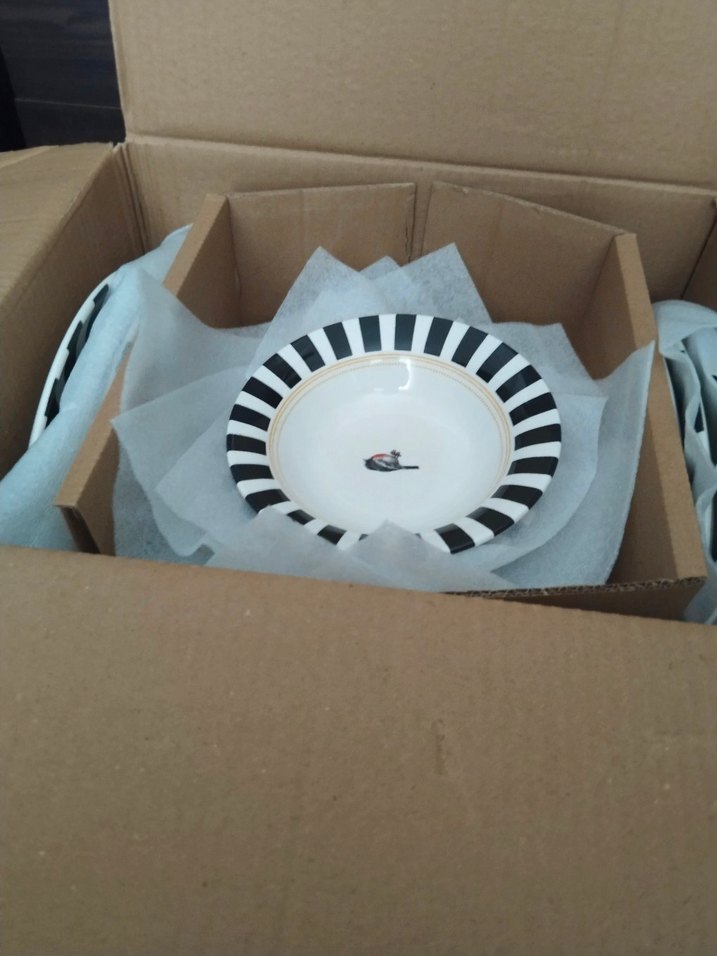 Siyah Beyaz Çizgili Tabak Seti 24 parça sıfır - Görsel 4