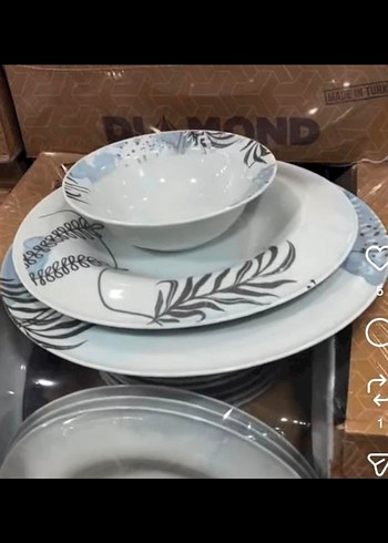 Beyaz Gri Desenli Yemek Takımı 18 parça sıfır - Görsel 2