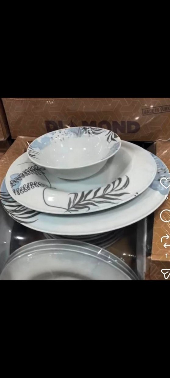 Beyaz Gri Desenli Yemek Takımı 18 parça sıfır - Görsel 2