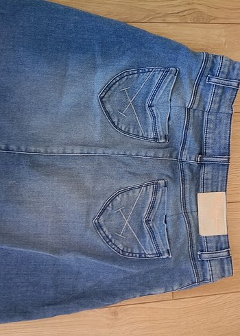38 Beden Mavi Denim Midi Uzun Polo Etek