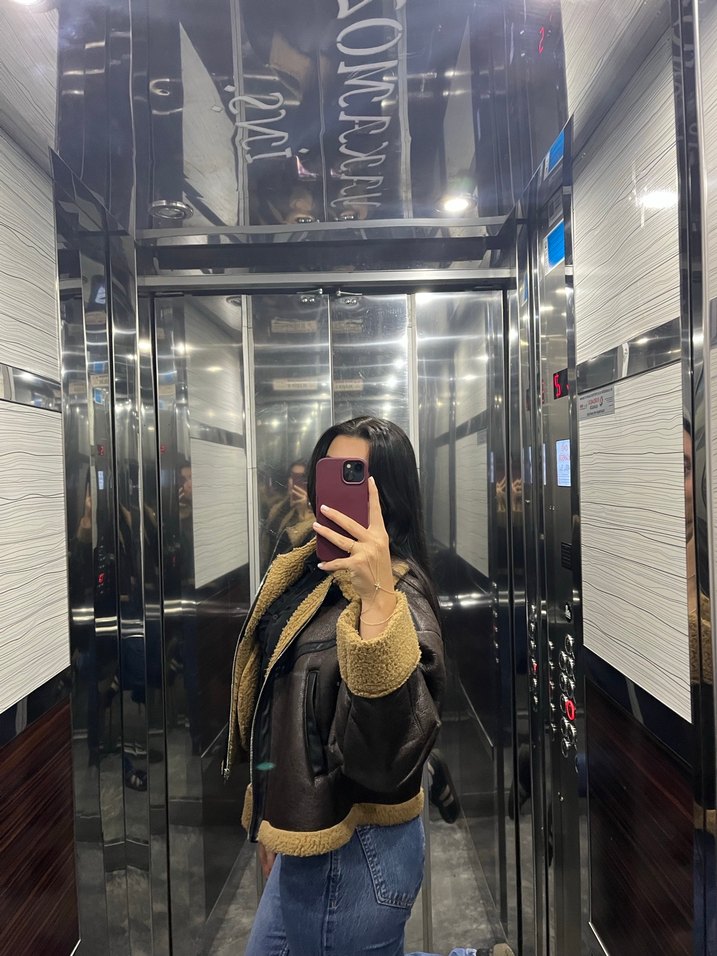 Kahverengi Kürklü Deri Kadın Ceket - Görsel 2