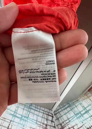 H&M Nar çiçeği V Yaka Keten Mini Elbise
