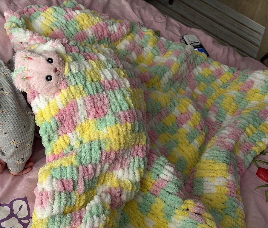 Renkli Örgü Çocuk Battaniyesi - Görsel 2